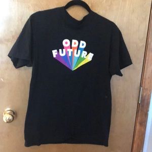 Odd future t-shirt, black with rainbow lettering, medium